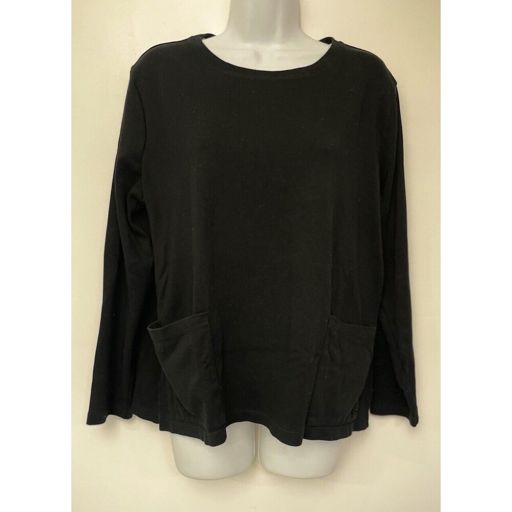 Isaac Mizrahi Live! Essentials 3/4- Sleeve Tunic with Pockets Black Size L B16